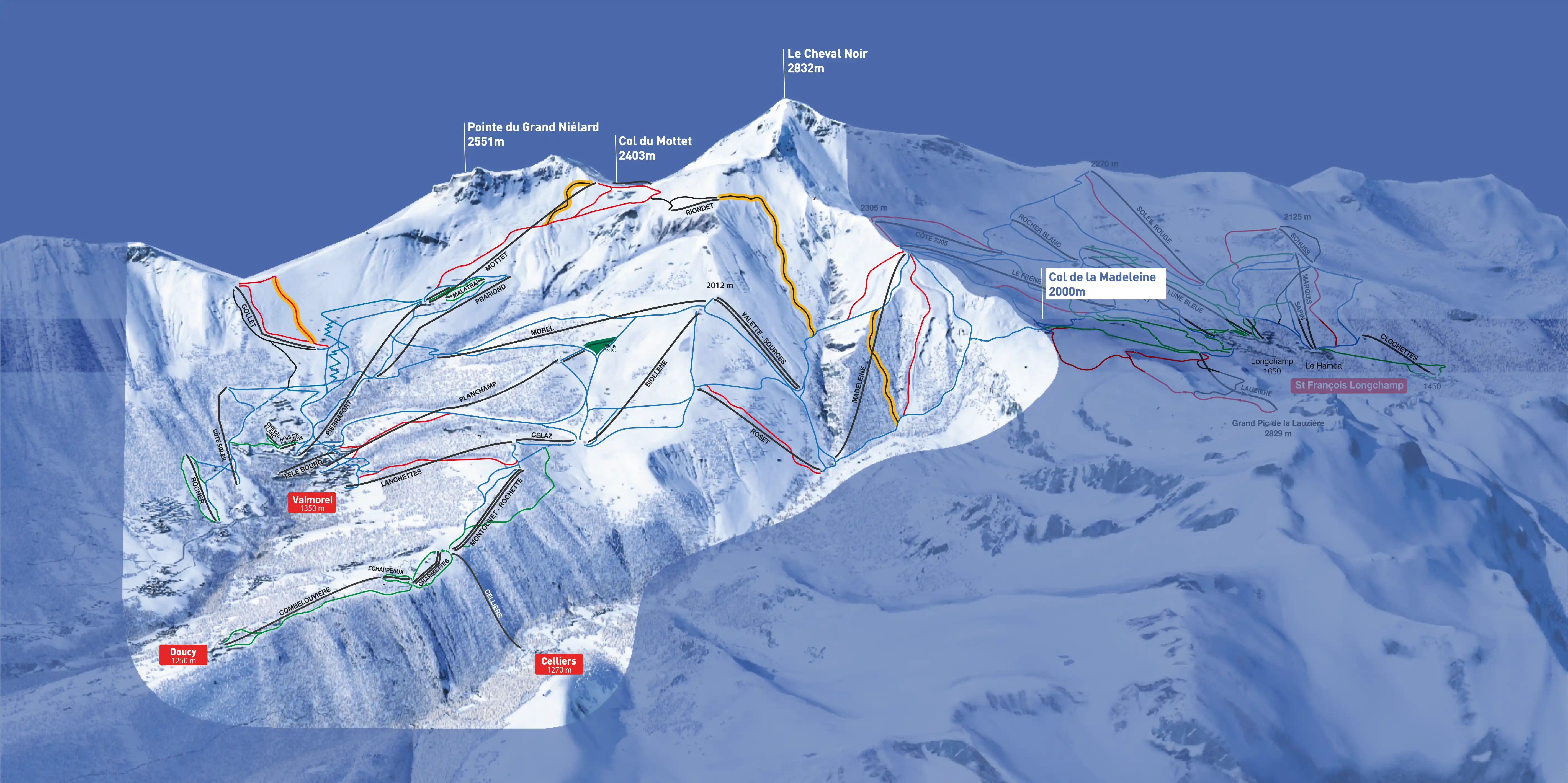 Plan des pistes de Valmorel